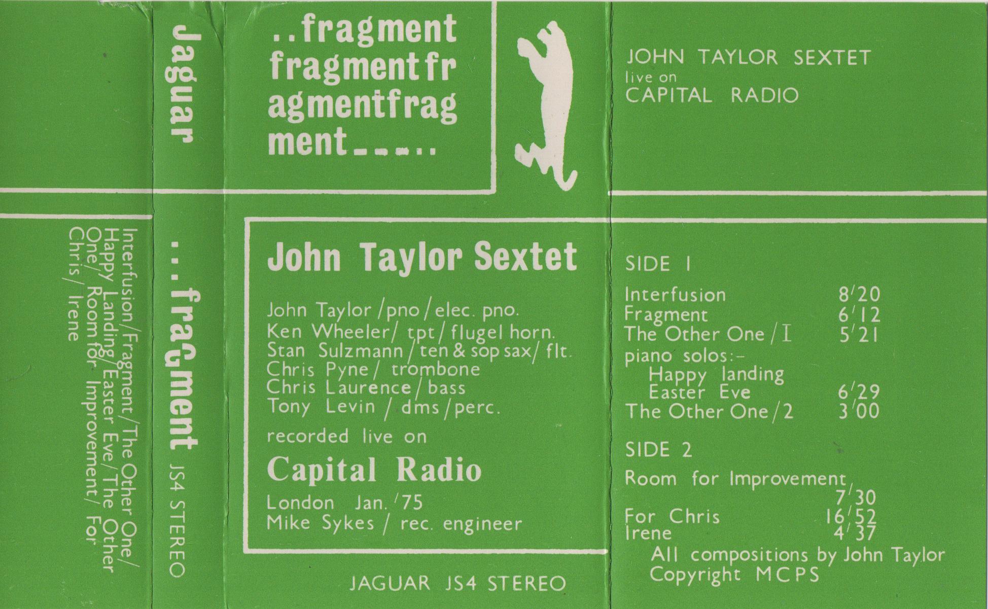 John Taylor Sextet Fragment Rings RINR017 Sealed Vinyl
